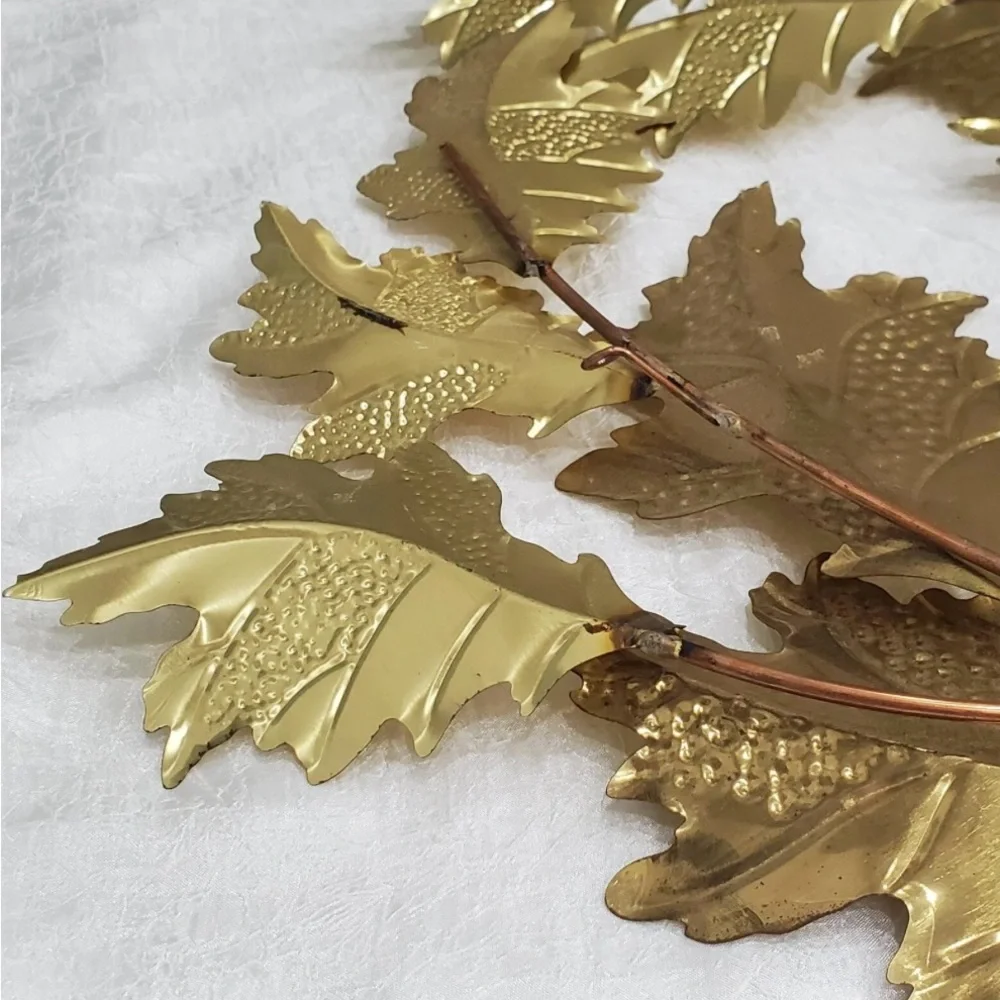 Vintage Home Interior Home Interior, A Pair-Botanical Gold Leaf Wall Decor 17”